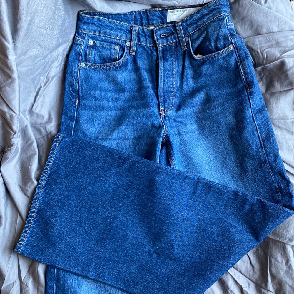 Rag & bone jeans. High-rise, wide-leg size 23
